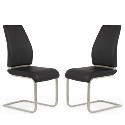 386ea20634ee86fa3687b2a5e9113f84f363cf8e976fc0a076282ab5890c0d89.jpg An Image of Dawlish Dining Chair In Black Faux Leather In A Pair