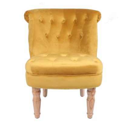An Image of Carlos Boudoir Style Chair In Mustard Fabric With Linen Effect