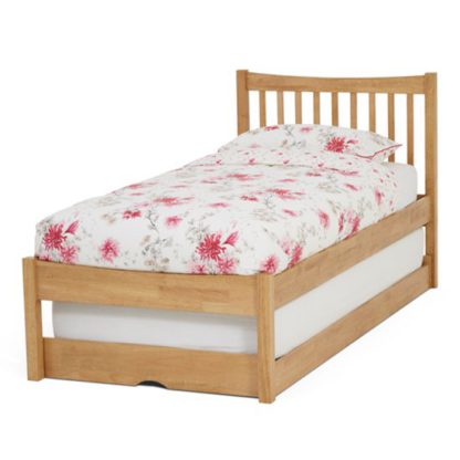 An Image of Alice Hevea Wooden Single Bed With Guest Bed In Honey Oak