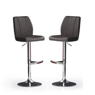 An Image of Naomi Bar Stools In Black Faux Leather in A Pair