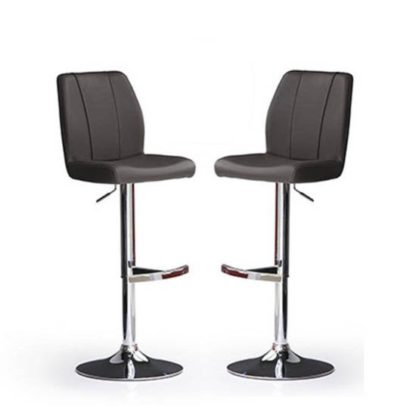 38a133b3234e841d6aee75aa3a1c6958385cdd6c2720a22e040de5200eb16750.jpg An Image of Naomi Bar Stools In Black Faux Leather in A Pair