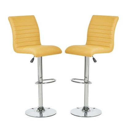 38b7307fc1b138077a2d9f3e558c526c3591f7490859b45d76bdd1d459a37c6c.jpg An Image of Ripple Bar Stools In Curry Faux Leather In A Pair