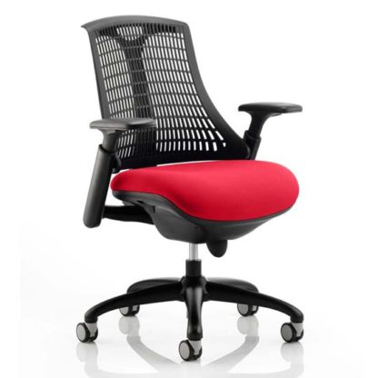 38e208aaa1a1fd9b715a89e39f0d340e77551162753d69660535608557e9936e.jpg An Image of Flex Task Black Back Office Chair With Bergamot Cherry Seat
