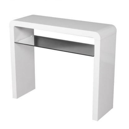 An Image of Norset Medium Console Table In White Gloss With 1 Glass Shelf