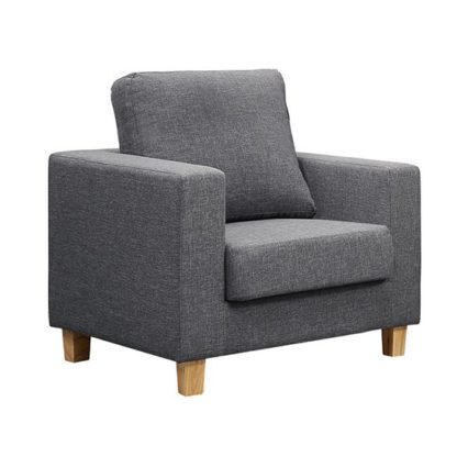 An Image of Wasp Linen Fabric 1 Seater Sofa In Dark Grey