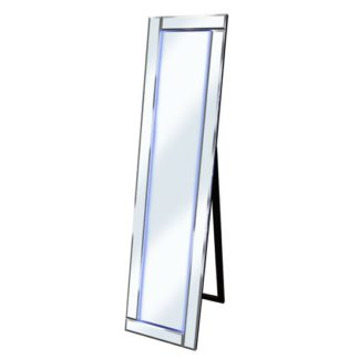 An Image of Bevelled Silver Cheval Freestanding Mirror With White Led Light