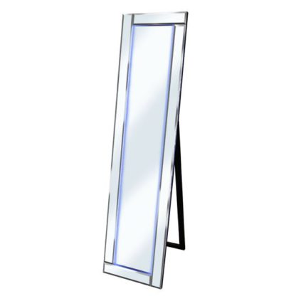 396fecabf416a5db43ee687dd9ae8b8b1b109db329c7c543348a2693f75f21db.jpg An Image of Bevelled Silver Cheval Freestanding Mirror With White Led Light
