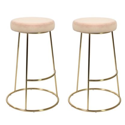 An Image of Opera Pink Finish Bar Stool In Pair