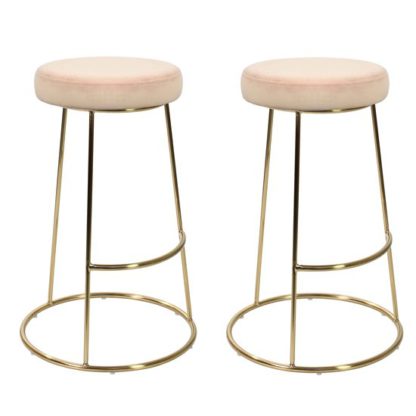 399c742c10bc421cc3f62a0a804c17b860f1b9dc2ecb0eb52915a4aa55f976c1.jpg An Image of Opera Pink Finish Bar Stool In Pair