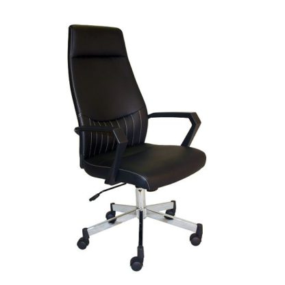 An Image of Sheldon High Back Office Chair In Black PU With Wheels