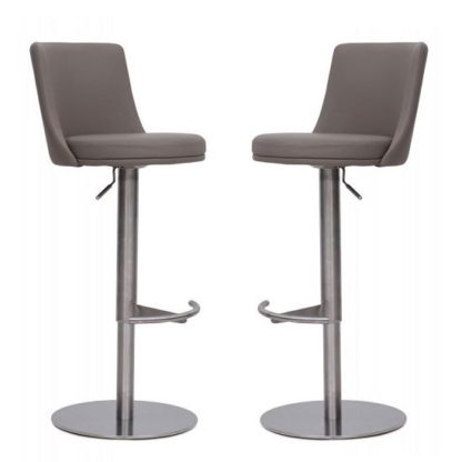An Image of Fabio Bar Stools In Taupe Faux Leather In A Pair