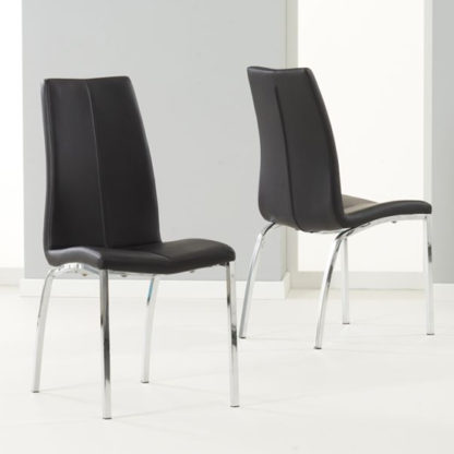 An Image of Lupus Black Leather Dining Chairs In Pair