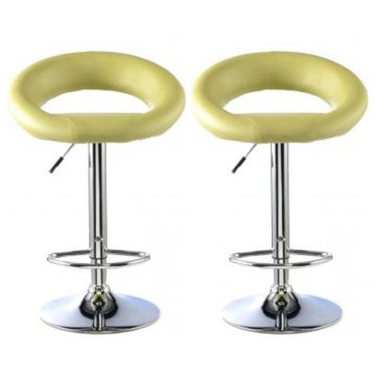 An Image of Murry Lime Faux Leather Bar Stools In Pair With Chrome Base