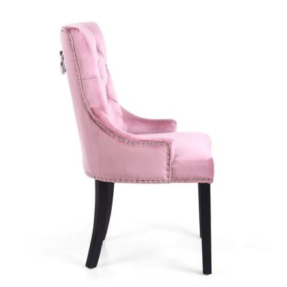 An Image of Robbyn Accent Chair In Pink Velvet With Black Rubberwood Legs