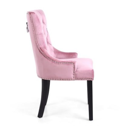 3a2e501d90f1cd158334ef08e10e716faba5f8e6eb65dd2f9839f77258f1e76f.jpg An Image of Robbyn Accent Chair In Pink Velvet With Black Rubberwood Legs