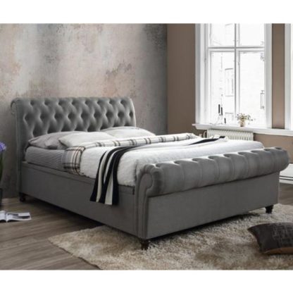 An Image of Castello Side Ottoman Super King Bed In Grey