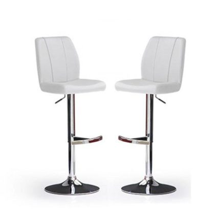 An Image of Naomi Bar Stools In White Faux Leather in A Pair