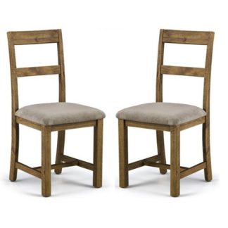 An Image of Alecia Wooden Dining Chairs In Rough Sawn Pine In A Pair