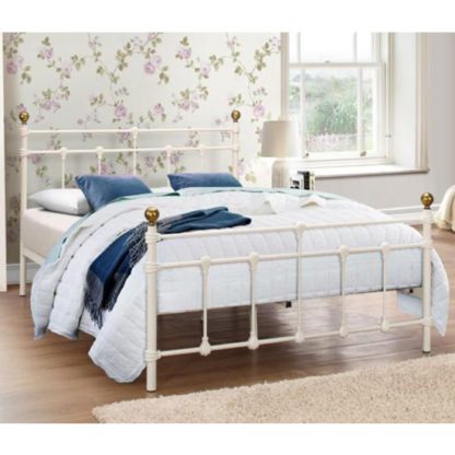 An Image of Atlas Steel Double Bed In Cream