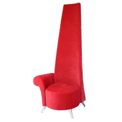 An Image of Adalyn Right Handed Potenza Chair In Red Fabric With Chrome Legs