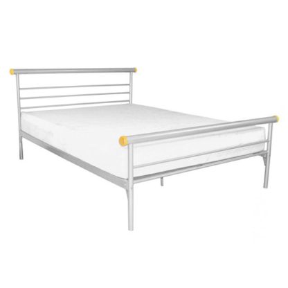 An Image of Celine Metal King Size Bed In Silver