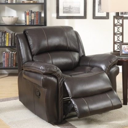 An Image of Claton Recliner Sofa Chair In Brown Faux Leather