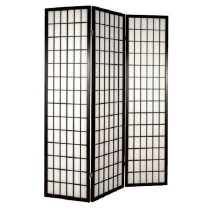 An Image of Foldable Wooden Room Divider Screen In Black