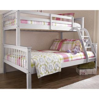 An Image of New Novaro Solid Pine Trio Bunk Bed In Grey