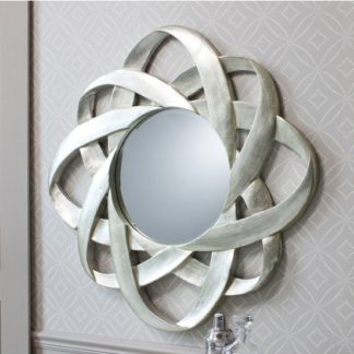 An Image of Costello Wall Mirror Round In Hand Applied Silver Leaf