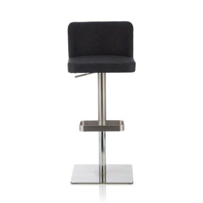 An Image of Farnum Retro Bar Stool In Black PU And Stainless Steel Base