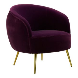 An Image of Intercrus Lounge Chaise Armchair In Purple Velvet