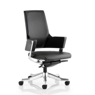 An Image of Cooper Office Chair In Black Bonded Leather With Medium Back