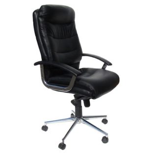 An Image of Berlin Home Office Chair In Black Faux Leather With Castors