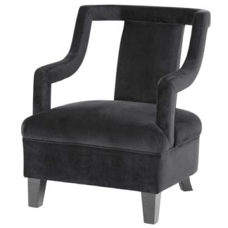 An Image of Blanka Fabric Arm Chair In Black With Dark Legs