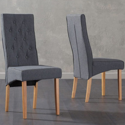 An Image of Caph Grey Fabric Chairs In Pair