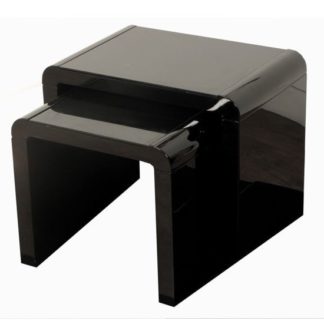 An Image of Norset Modern Set of 2 Nesting Tables In Black Gloss