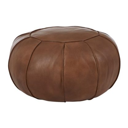 An Image of Australis Pouffe In Brown Tactile Leather