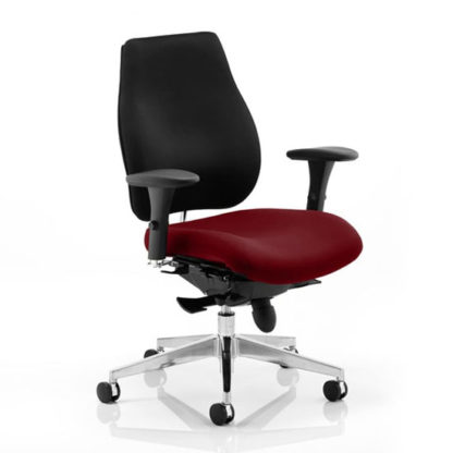 An Image of Chiro Plus Black Back Office Chair With Ginseng Chilli Seat