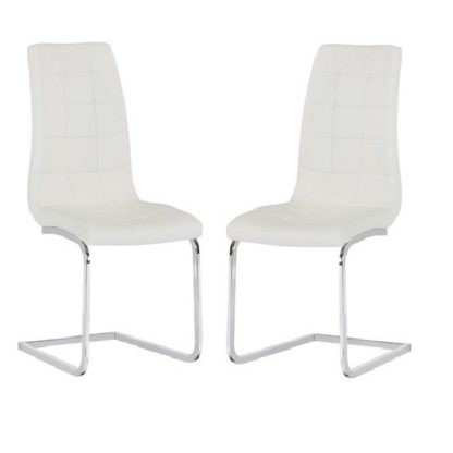 An Image of Torres Dining Chair In White Faux Leather in A Pair