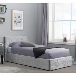 An Image of Berlin Fabric Ottoman Single Bed In Steel Crushed Velvet