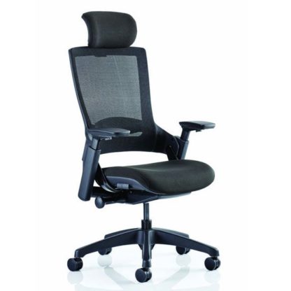 An Image of Molet Black Back Headrest Office Chair With Black Seat