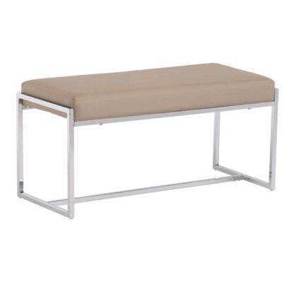An Image of Soho Small Faux Leather Dining Bench In Stone