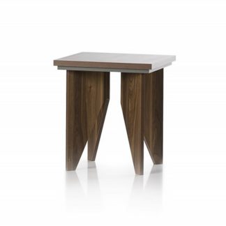 An Image of Michigan Wooden Lamp Table Sqaure In Walnut And Grey
