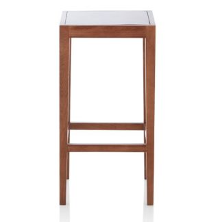 An Image of Proctor Wooden Bar Stool Square In Walnut