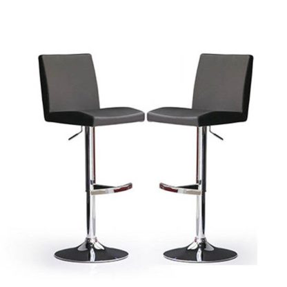 3e576913246f9b5916dd34515f3b3a75a43e65ad5c3a83f9c42a56d0aa1deea7.jpg An Image of Lopes Bar Stools In Black Faux Leather in A Pair