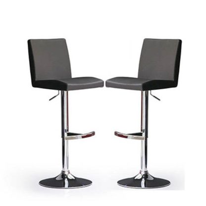 An Image of Lopes Bar Stools In Black Faux Leather in A Pair