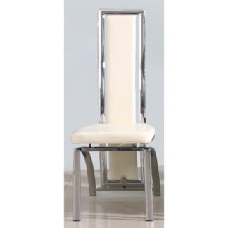 An Image of Chicago Dining Chair In Cream With Padded Seat and Chrome Legs