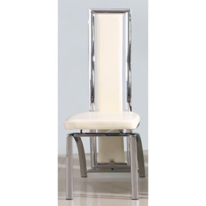 An Image of Chicago Dining Chair In Cream With Padded Seat and Chrome Legs