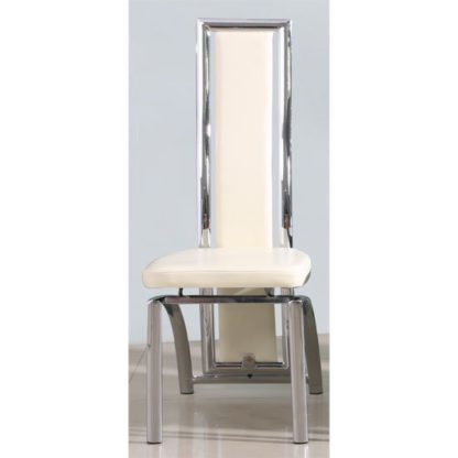 3e59eebedd400e90e0a224ce2045e571371b5df6de81b8aeda7881dc29ae4363.jpg An Image of Chicago Dining Chair In Cream With Padded Seat and Chrome Legs