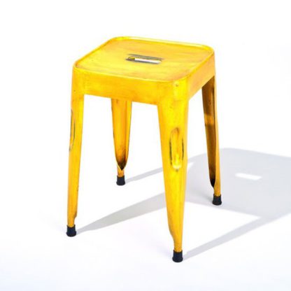 An Image of Melange Stackable Metal Stool In Yellow